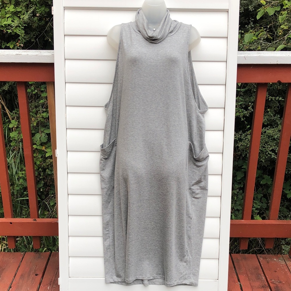 Eileen Fisher Sleeveless Cowl-Neck Maxi Dress in Light Gray